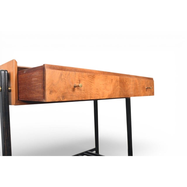Mid-Century Modern Mid 20th Century Teak + Black Lacquer Console Table With Drawer For Sale - Image 3 of 12