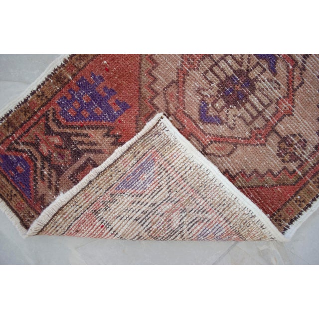 Hand Made Oushak Mat Rug Distressed Small Rug Kitchen Mat - 1'8" X 2'12" For Sale - Image 6 of 8