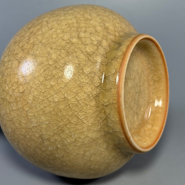 Ceramic Antique Chinese Official‑Ware Crackle‑Glaze Long‑Neck Porcelain Vase, Plate‑Mouth Vase For Sale - Image 7 of 7