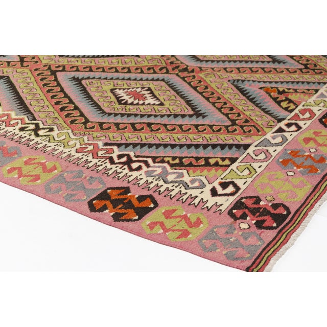 1960s Vintage Pink Anatolian Kilim Rug For Sale - Image 5 of 8