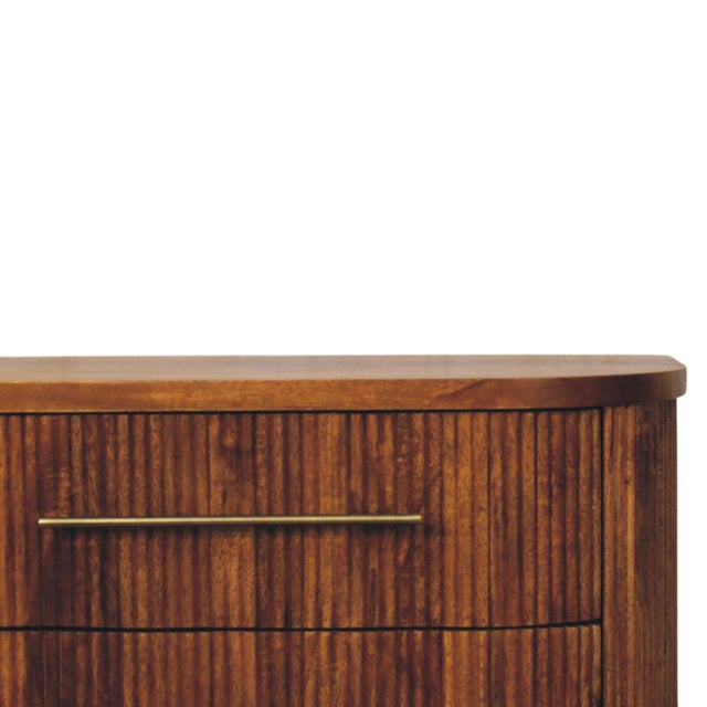2020s Ribbed Mango Wood 3-Drawer Chest With Brass Hardware For Sale - Image 5 of 8
