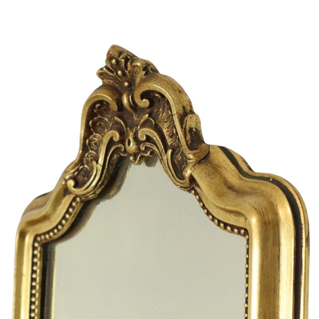 Gold Vintage Baroque Classic Narrow Mirror in Gold, 1960s For Sale - Image 8 of 17