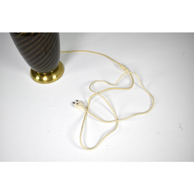 1970's Italian Green Mid-Century Murano Table Lamp by Tommaso Barbi For Sale - Image 9 of 9