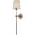 Metal Thomas O'Brien for Visual Comfort Signature Bryant 27" Cordless Tail Sconce in Antique Nickel with Linen Shade For Sale - Image 7 of 13