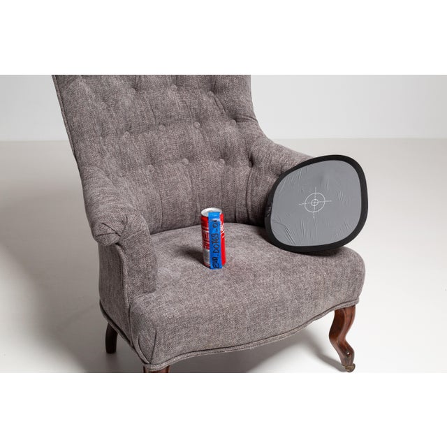 Gray Napoleon III Upholstered Armchair, Second Empire Style, France, Circa 1880 For Sale - Image 8 of 16