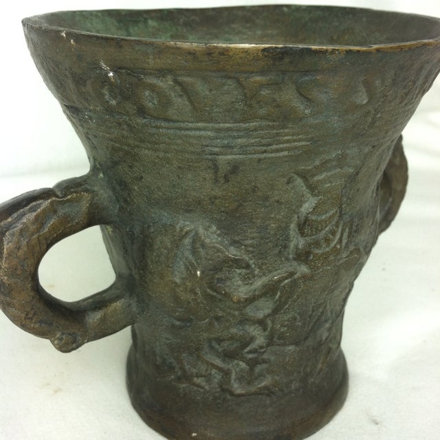 Metal Antique Lead German Mortar For Sale - Image 7 of 12