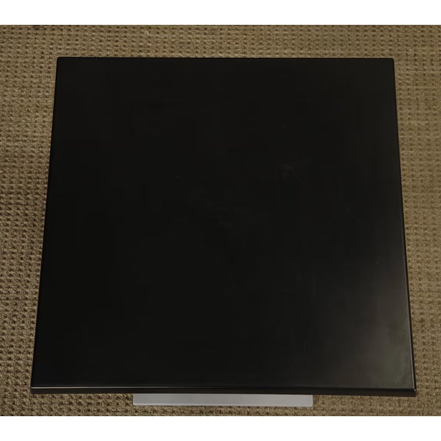 Vintage Kartell Side Table, 1990s Italian Postmodern Table, Lucite Pedestal Table, Black Square Accent Table For Sale - Image 9 of 11