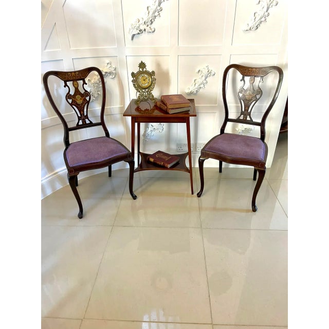 Antique Edwardian Mahogany Inlaid Lamp Table, 1900 For Sale - Image 3 of 13