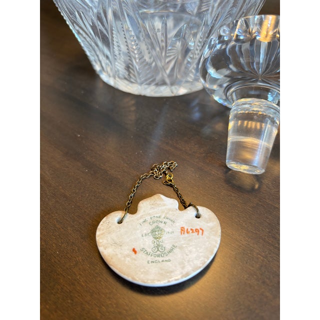 Glass Vintage Cut Glass Decanters Pair Scotch Whisky Labels Silver Mount For Sale - Image 7 of 9