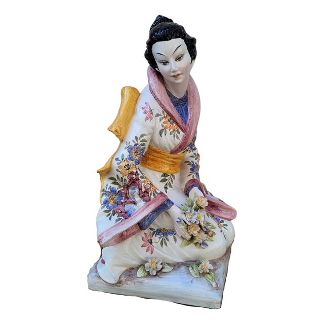 Geisha Ceramic Figure by Domenico Poloniato, Italy, 1960s For Sale