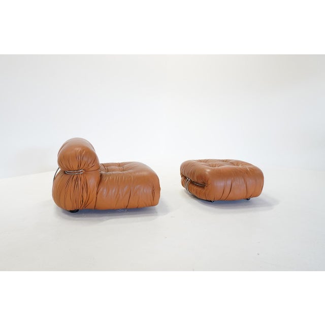 Orange Set of Early Soriana Lounge Chair and Ottoman by Tobia Scarpa for Cassina, Italy, 1970s For Sale - Image 8 of 10