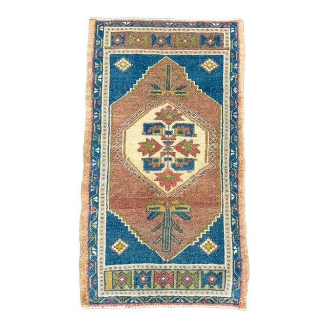 Turkish Mini Rug Oriental Hand Knotted Vintage Rug 1'9" x 3'2" #17896 For Sale
