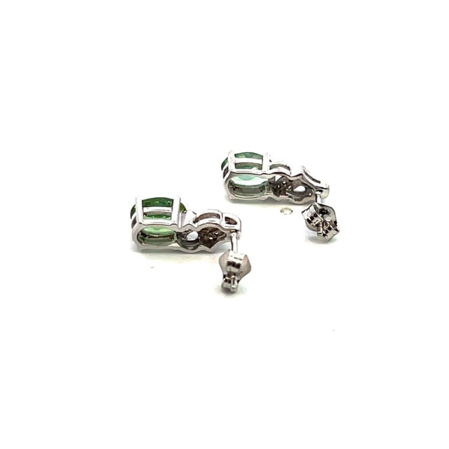 Natural Tourmaline Diamond Earrings 14k White Gold 1.57 TCW Certified For Sale - Image 14 of 14