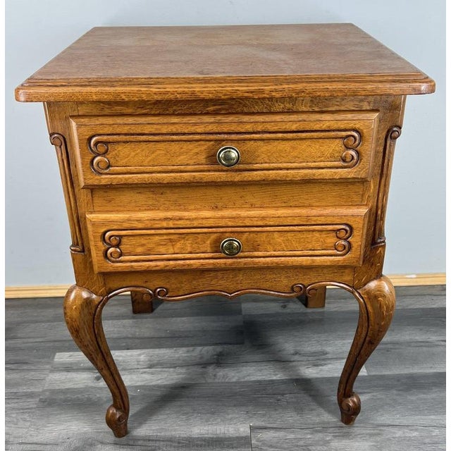 Vintage French Louis XVI Carved Oak Nightstand For Sale - Image 11 of 11