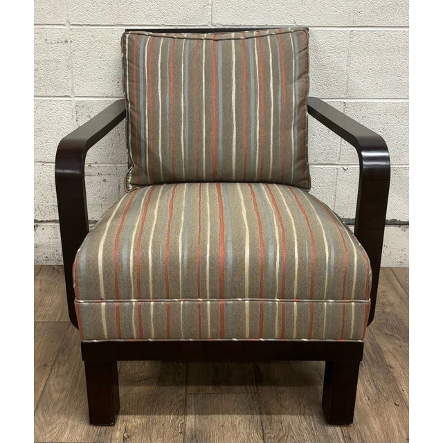 This is a gorgeous Hickory Chair Art Deco style accent chair, club chair, lounge chair, or armchair. Features striped...