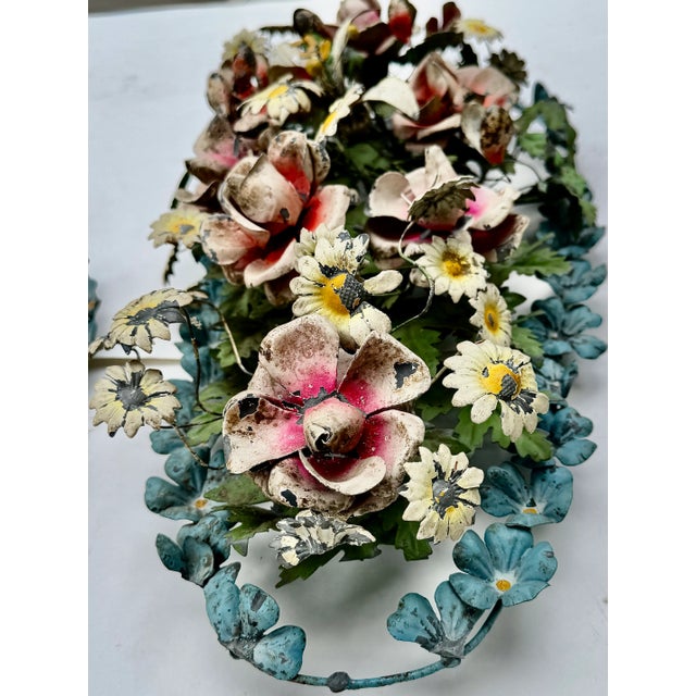 Italian Tole Floral Wall Sculptures, Pair, Circa 1950 For Sale In New York - Image 6 of 15