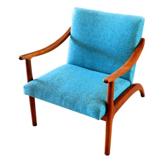 1960s Arne Hovmand Olsen Att. Mid Century Teak Lean Back Lounge Chair For Sale
