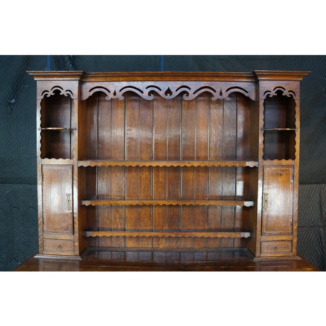 Antique Georgian Period English Oak Welsh Dresser Pewter Cupboard Buffet Hutch For Sale - Image 6 of 18