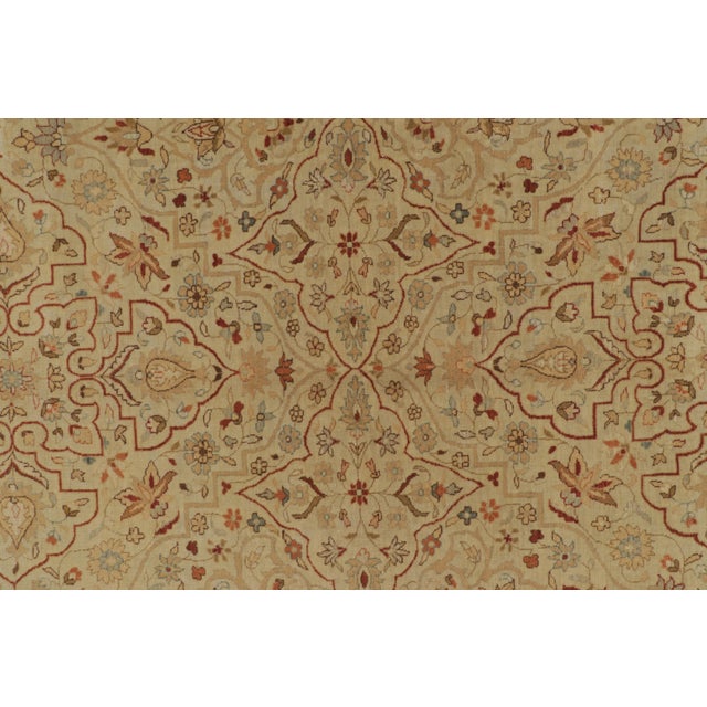Textile Rug & Kilim’s Tabriz Style Rug in Cream and Red With Floral Patterns For Sale - Image 7 of 9