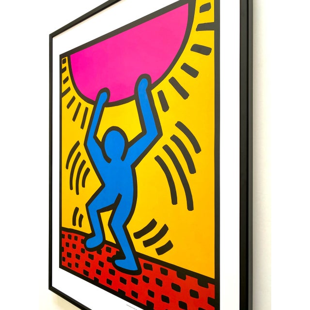 Keith Haring Estate Vintage 1989 Lithograph Print Framed Pop Art Poster " International Youth Year " 1985 For Sale - Image 10 of 13
