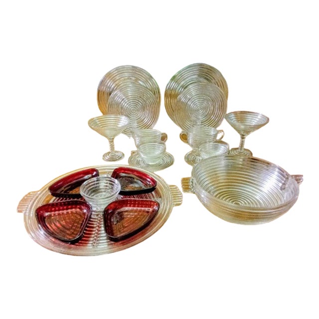 1930s Art Deco Manhattan Dinner Set for 2 - 14 pcs For Sale