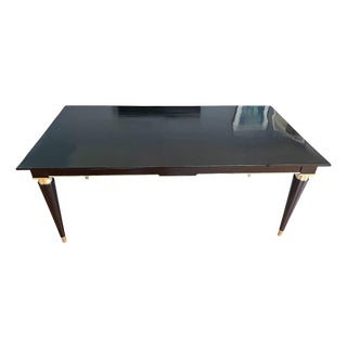 1930s French Ebonized Mahogany Dining Table With Gilt Accents – Restored For Sale