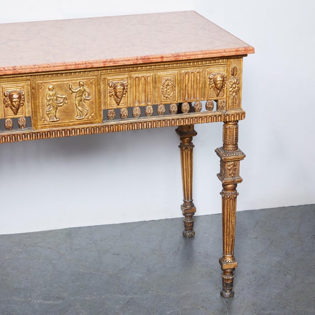 18th Century Neoclassical Gilded Console with Marble Top For Sale - Image 5 of 9