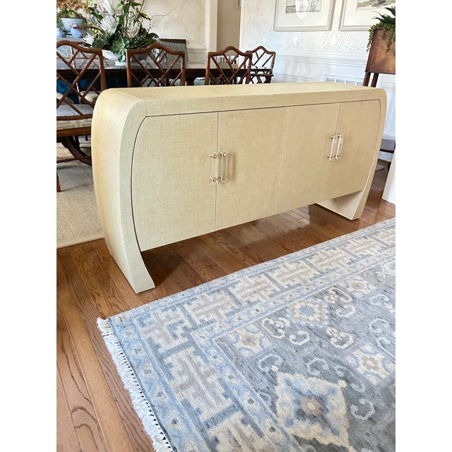 Newly covered light beige raffia Grasscloth sideboard, buffet, or console table by Grassclothcreationsrva Acrylic and...