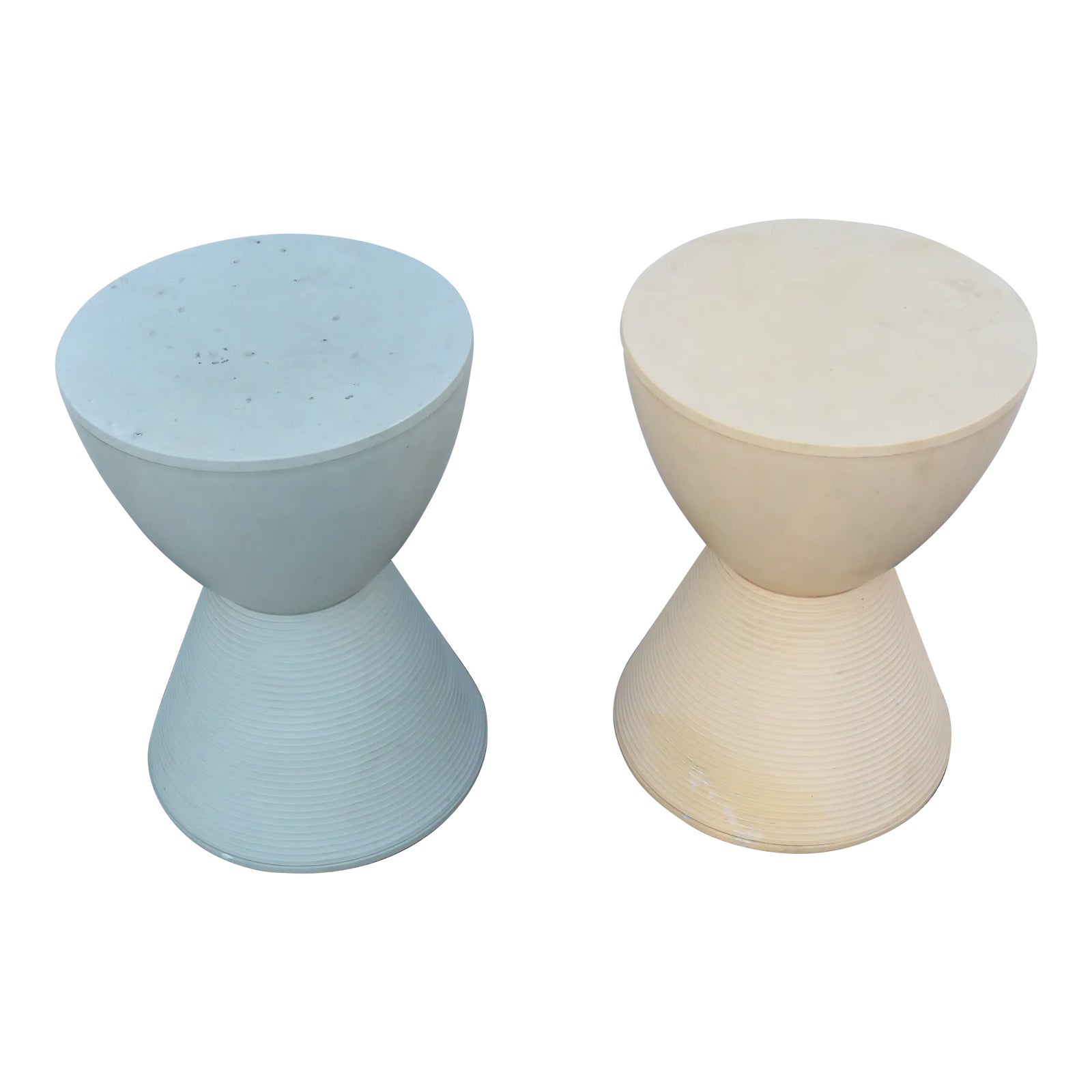 Plastic outdoor round side end tables stools a pair chairish