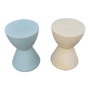 Plastic Outdoor Round Side End Tables Stools a Pair