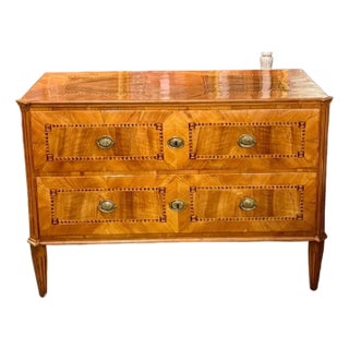18th C. Italian Inlaid Walnut Commode For Sale