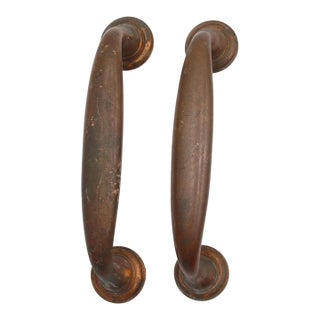 Pair of Vintage 7.25 In. Bronze Door Handle Pulls For Sale