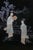 Late 20th Century Black Lacquered Mother of Pearl Geisha Garden Courtyard Panels 24" For Sale - Image 5 of 13