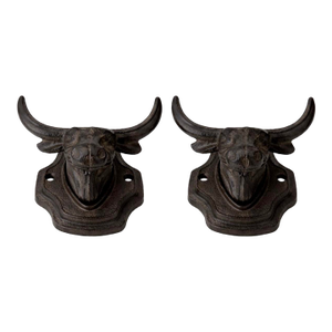 Mid 20th Century, Cast Iron Bull-Head Wall Hooks