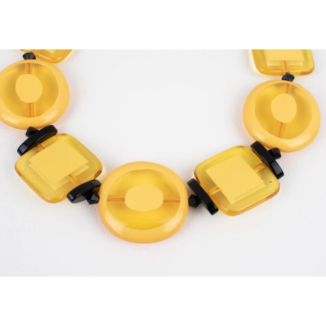 Plastic Angela Caputi Yellow and Black Resin Necklace For Sale - Image 7 of 10