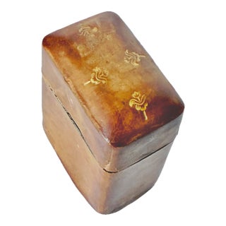 Antique Florentine Leather Matchstick Box & Striker For Sale