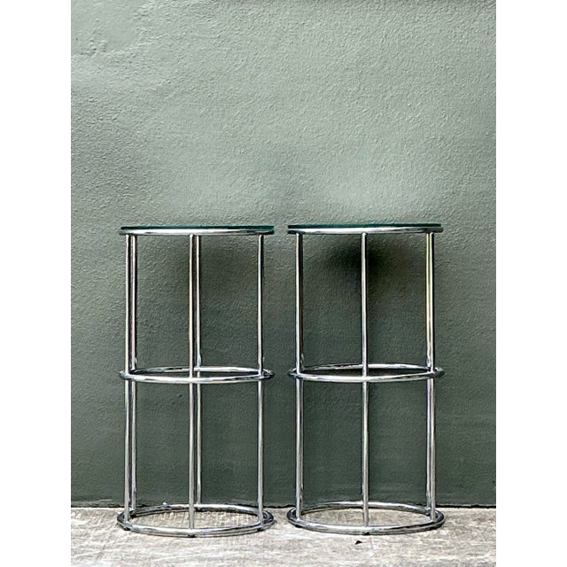 Vintage Polished Chrome Pedestals - A Pair For Sale - Image 4 of 12