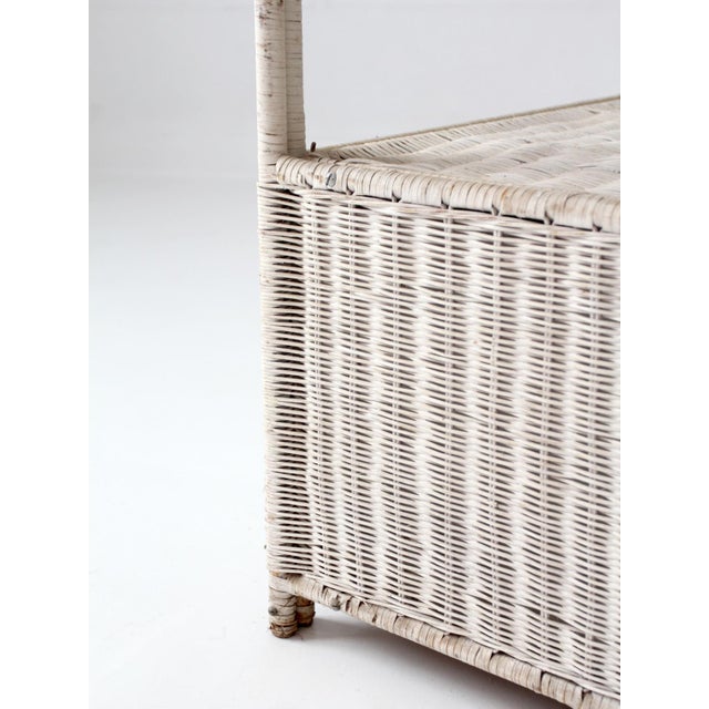 Vintage White Wicker Etagere Shelf With Drawer For Sale - Image 6 of 17