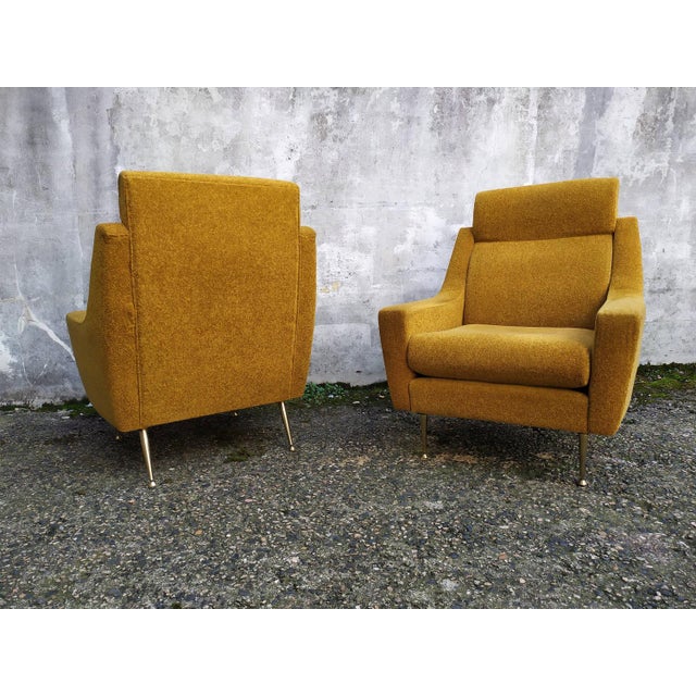 1960s Set of Vintage Mustard Velvet Armchairs, 1960s For Sale - Image 5 of 18