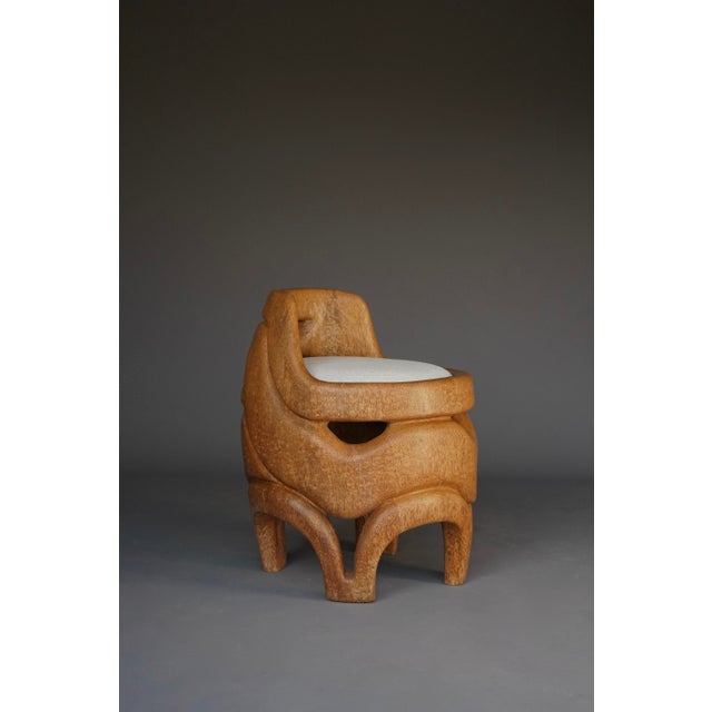 Hand-Carved Palm Wood Side Chair, 1970s For Sale - Image 10 of 10