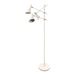 Mid-Century Modern Style White Metal Adjustable Floor Lamp For Sale