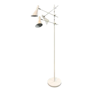 Mid-Century Modern Style White Metal Adjustable Floor Lamp