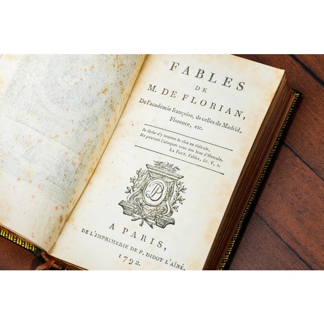 Dark Green Rare Collection 18th Century Full Leather Bound Antique Books Works of Jean-Pierre Claris De Florian French Collector's Set For Sale - Image 8 of 18