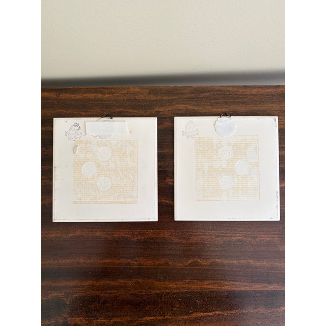 Dutch Delft Blue and White Porcelain Tiles With Heraldic Coat of Arms, Pair For Sale In South Bend - Image 6 of 6