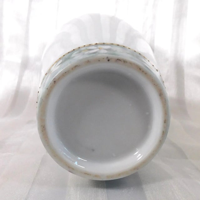 Ceramic 1970s Unmarked White Vase With Hand Decorated Details For Sale - Image 7 of 7