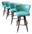 Vintage Pink Vinyl Bar & 4 Aqua Barstools Set For Sale