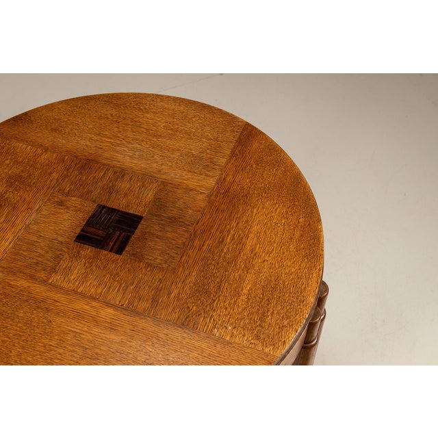 Amsterdam School Side Table in Oak with Coromandel Inlay, Netherlands, 1930s For Sale - Image 9 of 10