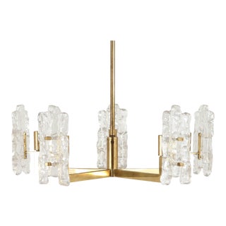 Italian Glass Pendant With Kalmar Textured Glass Shades For Sale