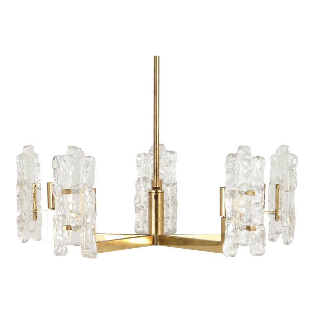Italian Glass Pendant With Kalmar Textured Glass Shades For Sale