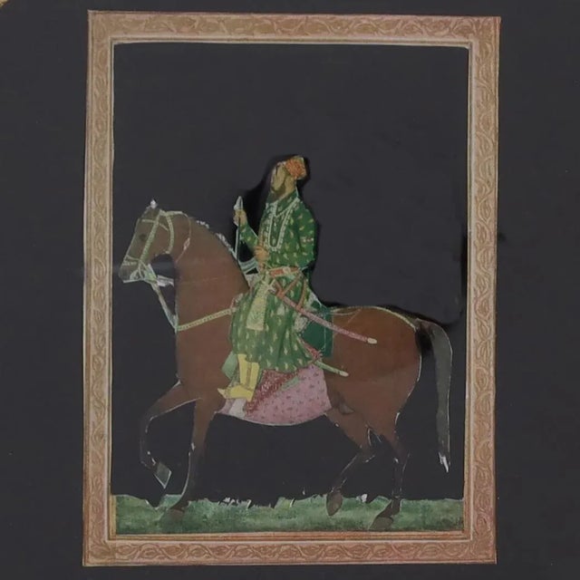 Wood Anglo Indian Pair of Watercolors of Men on Horses For Sale - Image 7 of 7